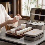 轻奢灰色皮质礼盒茶具套装家用办公简约泡茶茶具送礼佳品