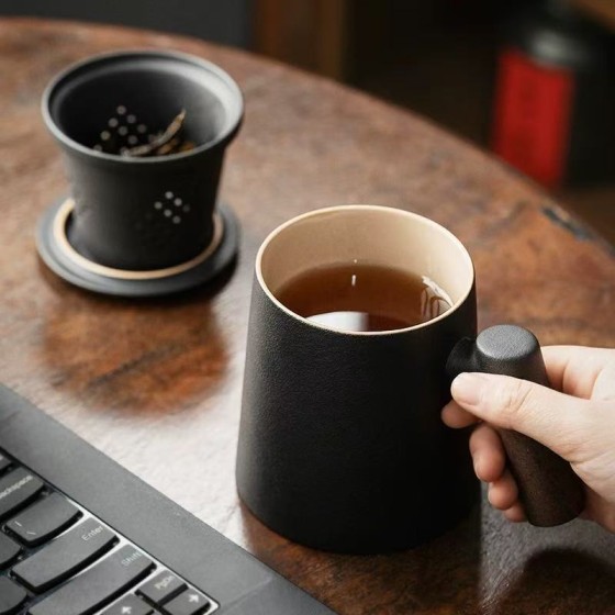 陶瓷马克杯 400ml 高颜值家用茶叶咖啡杯办公室随手水杯